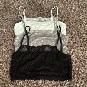 Lace Camisole Set - Black, Gray, White